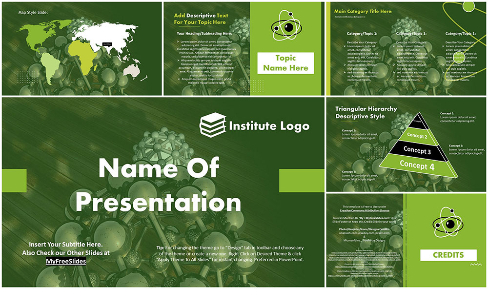Free Atomic Model PowerPoint Template : MyFreeSlides