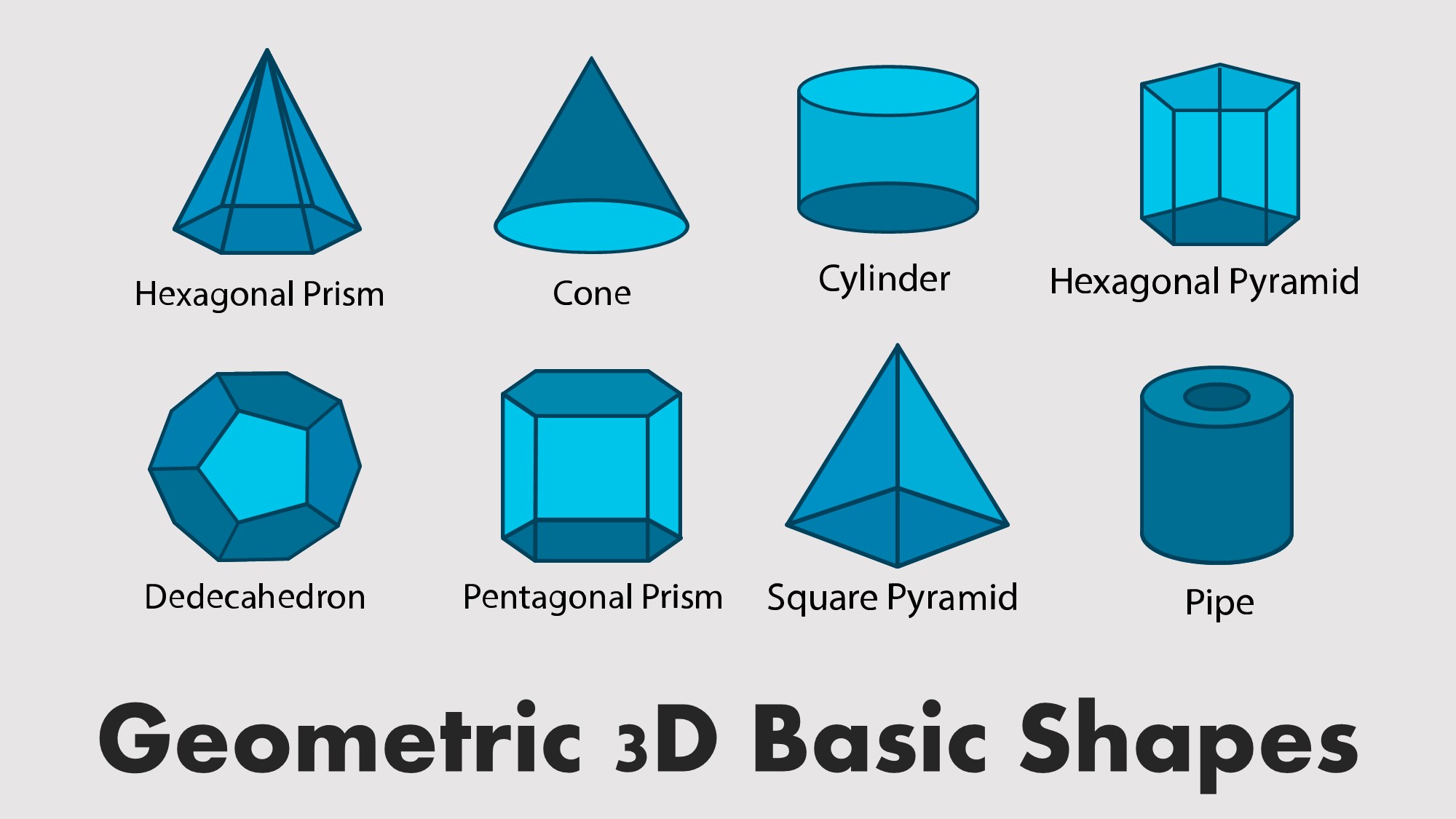 geometric 3d shapes presentation slide